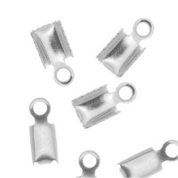 Silver Plated Foldover 7mm Cord Ends For Leather (x50) Silver Plated Foldover 7mm Cord Ends For Leather (x50)