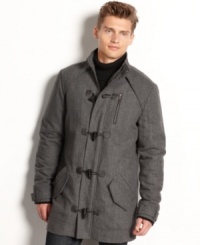 Weather the winter in the highest possible style with a mid-length coat from X-Ray made of herringbone, the menswear pattern of the moment, and featuring toggle closures over an a zip up front. Weather the winter in the highest possible style with a mid-length coat from X-Ray made of herringbone, the menswear pattern of the moment, and featuring toggle closures over an a zip up front.