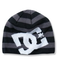 Stripes paired with the DC Shoes logo give this beanie it's cool style. Stripes paired with the DC Shoes logo give this beanie it's cool style.