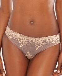 The lavish Embrace Lace bikini by Wacoal features floral embroidery and a sheer back for a sensational look. Style #64391 The lavish Embrace Lace bikini by Wacoal features floral embroidery and a sheer back for a sensational look. Style #64391