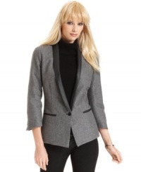 With subtle sparkles and faux-leather trim, this W118 by Walter Baker blazer is a fall must-have layering piece! With subtle sparkles and faux-leather trim, this W118 by Walter Baker blazer is a fall must-have layering piece!