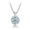 Silver Tone White Gold Swarovski Style Vintage Crystal Ball Pendant Necklace