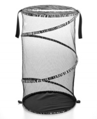 Makes your laundry day! A flexible design that collapses at a moment's notice is the perfect companion for small spaces, dorm rooms & busy homes. Made of a breathable mesh with a zebra trim, this hamper is a clean & simple way to sort and store your dirty laundry. 1-year warranty. Makes your laundry day! A flexible design that collapses at a moment's notice is the perfect companion for small spaces, dorm rooms & busy homes. Made of a breathable mesh with a zebra trim, this hamper is a clean & simple way to sort and store your dirty laundry. 1-year warranty.