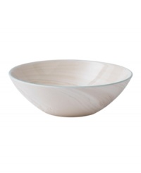 Less is more. Make a big statement with the minimalist shape and marbled neutrals of this Nature's Canvas bowl. Durable stoneware with turquoise trim and interior glaze adds cool, modern appeal to oatmeal, soup and salad. Less is more. Make a big statement with the minimalist shape and marbled neutrals of this Nature's Canvas bowl. Durable stoneware with turquoise trim and interior glaze adds cool, modern appeal to oatmeal, soup and salad.