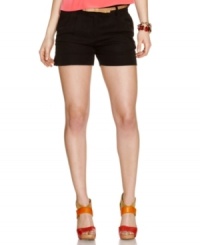 Clean-cut pleats and a bow belt are winning details on these cuffed shorts from Sequin Hearts -- a super cute pair for warm-weather styling! Clean-cut pleats and a bow belt are winning details on these cuffed shorts from Sequin Hearts -- a super cute pair for warm-weather styling!