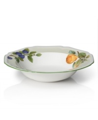 The perfect pick! An antique print and evergreen edge add classic character to this traditional vegetable bowl from Mikasa. The colors of an orchard at the peak of season create a fresh and natural perspective in durable porcelain. The perfect pick! An antique print and evergreen edge add classic character to this traditional vegetable bowl from Mikasa. The colors of an orchard at the peak of season create a fresh and natural perspective in durable porcelain.