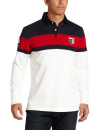 Nautica Men's Harbor Cup Long Sleeve Striped Polo