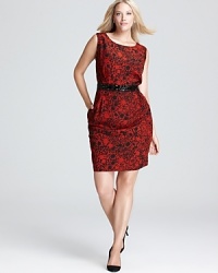 Add edge to your 9-to-5 repertoire with this Jones New York Collection Plus dress flaunting an abstract print and rich palette for bold femininity. An embellished belt sends the style into overdrive. Add edge to your 9-to-5 repertoire with this Jones New York Collection Plus dress flaunting an abstract print and rich palette for bold femininity. An embellished belt sends the style into overdrive.