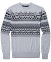 Sean John turns Fair Isle patterns into a graphic print on this cotton-blend pullover.