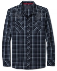 Check yourself in this attractive plaid shirt by Ring of Fire and get noticed. Check yourself in this attractive plaid shirt by Ring of Fire and get noticed.
