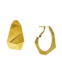 Perfect from every angle. This faceted, angular style by Vince Camuto is an edgy take on the traditional hoop earring. Crafted in gold tone mixed metal. Approximate diameter: 1-1/4 inches. Perfect from every angle. This faceted, angular style by Vince Camuto is an edgy take on the traditional hoop earring. Crafted in gold tone mixed metal. Approximate diameter: 1-1/4 inches.