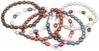 7 Piece Fall Tones Freshwater Cultured Pearl Stretch Bracelet Set, 7.5 7 Piece Fall Tones Freshwater Cultured Pearl Stretch Bracelet Set, 7.5