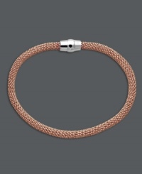 Update your look with the latest swoon-worthy hue. Studio Silver's chic mesh bracelet stands out on its own, but can also be layered for an ultra-trendy look. Crafted in 18k rose gold over sterling silver. Approximate length: 7-1/2 inches. Update your look with the latest swoon-worthy hue. Studio Silver's chic mesh bracelet stands out on its own, but can also be layered for an ultra-trendy look. Crafted in 18k rose gold over sterling silver. Approximate length: 7-1/2 inches.