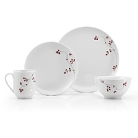 The Mikasa Red Berries Dinnerware set is classic white with a red berries accent. Service for four dinnerware includes four of each: dinner plate, salad plate, soup bowl and mug. Dishwasher and microwave safe. Two piece completer set also available (39.99). The Mikasa Red Berries Dinnerware set is classic white with a red berries accent. Service for four dinnerware includes four of each: dinner plate, salad plate, soup bowl and mug. Dishwasher and microwave safe. Two piece completer set also available (39.99).