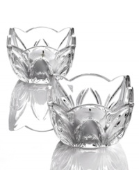 Decidedly vintage, these cut crystal candy votives from Godinger's Serenade collection glisten with elegant Art Nouveau style. Decidedly vintage, these cut crystal candy votives from Godinger's Serenade collection glisten with elegant Art Nouveau style.