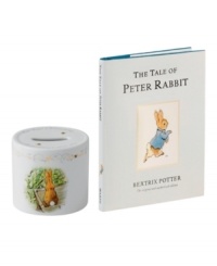 Beatrix Potter's literary classic, The Tale of Peter Rabbit, and an adorable money bank graced with its iconic illustrations make this set a beautiful gift for his or her christening. Bank inscribed with, For Your Christening. Beatrix Potter's literary classic, The Tale of Peter Rabbit, and an adorable money bank graced with its iconic illustrations make this set a beautiful gift for his or her christening. Bank inscribed with, For Your Christening.