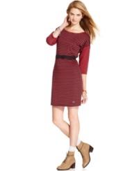 Tommy Girl delivers downright cute style with a striped day dress that flaunts a bow-belt and extra-comfy design. Tommy Girl delivers downright cute style with a striped day dress that flaunts a bow-belt and extra-comfy design.