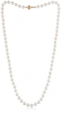 14k Gold with 6.5-7mm Akoya Cultured Pearl Necklace