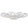 This sculptural platter from Evolution by Waterford adds an artful element to entertaining. Its striking glass silhouette is embellished with swirling white designs.