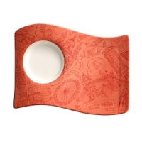 Distinguished by its bold sweeping curves, Villeroy & Boch's iconic New Wave Café party plate is decorated with whimsical designs depicting attractions in the great European cities of Rome, London or Paris. Distinguished by its bold sweeping curves, Villeroy & Boch's iconic New Wave Café party plate is decorated with whimsical designs depicting attractions in the great European cities of Rome, London or Paris.