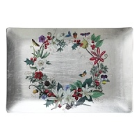 Artwork inspired by the holiday season is enhanced by hand-applied silver foil on this festive glass tray from Fringe. Packaged in a patterned gift box, it's perfect for seasonal giving. Artwork inspired by the holiday season is enhanced by hand-applied silver foil on this festive glass tray from Fringe. Packaged in a patterned gift box, it's perfect for seasonal giving.