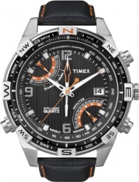 Timex Men's T49867 Intelligent Quartz Fly Back Chrono Compass Black Leather Strap Watch Timex Men's T49867 Intelligent Quartz Fly Back Chrono Compass Black Leather Strap Watch
