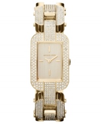 A feminine timepiece from Michael Kors' Brit collection heavily embellished with Swarovski elements. A feminine timepiece from Michael Kors' Brit collection heavily embellished with Swarovski elements.