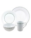 Divine white. Nikko laces glazed porcelain with minimalist greens in the modern Perennial Vine place settings, featuring dinnerware that's durable enough for every day, ideal for casual tables.