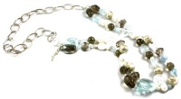 Beautiful House of Ruth 925 Sterling Silver Semi-Precious Genuine Stone Pearl, Aquamarine, Smoky Quartz Stone Triple Stranded Adjustable Necklace Wear Long or Choker Style - Handmade in the USA Beautiful House of Ruth 925 Sterling Silver Semi-Precious Genuine Stone Pearl, Aquamarine, Smoky Quartz Stone Triple Stranded Adjustable Necklace Wear Long or Choker Style - Handmade in the USA