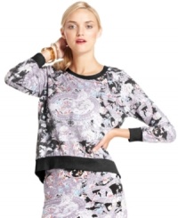 A lace print with stars adds an irreverent appeal to this Cynthia Rowley sweatshirt -- a must-have from her capsule collection, Print Edition! A lace print with stars adds an irreverent appeal to this Cynthia Rowley sweatshirt -- a must-have from her capsule collection, Print Edition!