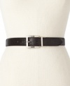 Suit your mood or your style with this striking and versatile belt by Nine West. Reverses from sting ray-embossed leather to patent leather.