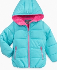 Cuddle her up in these puffer coats from Protection Systems, a cute way to keep her safe from the cold. Cuddle her up in these puffer coats from Protection Systems, a cute way to keep her safe from the cold.