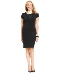 For your next night out, choose Charter Club's bow-embellished shift dress. It's a festive look with a classic silhouette for seasons to come. For your next night out, choose Charter Club's bow-embellished shift dress. It's a festive look with a classic silhouette for seasons to come.
