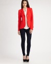 Fine crepe articulated in a tailored two-button blazer.Notched collarDefined shouldersButton frontWelt pocketsAbout 25 from shoulder to hem77% viscose/20% nylon/3% elastaneDry cleanMade in USA of Italian fabricModel shown is 5'10 (177cm) wearing US size 4.