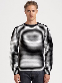 A wardrobe essential for stylish weekends, this crewneck style expresses a nautical feel with signature stripes and button detail at the shoulder.CrewneckWoolDry cleanImported A wardrobe essential for stylish weekends, this crewneck style expresses a nautical feel with signature stripes and button detail at the shoulder.CrewneckWoolDry cleanImported