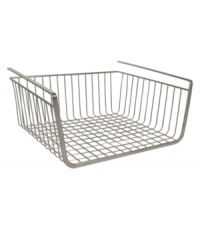 A counter revolution-create even more space underneath your countertops with this under-the-shelf pantry basket, which adds even more organization to the busiest place in the house. Simply slide the basket handles onto the shelf & enjoy the chic industrial accent of this storage pro. A counter revolution-create even more space underneath your countertops with this under-the-shelf pantry basket, which adds even more organization to the busiest place in the house. Simply slide the basket handles onto the shelf & enjoy the chic industrial accent of this storage pro.
