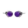 925 Sterling Silver 4mm Natural Purple Amethyst Ball Stud Post Earrings