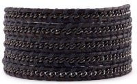 Chan Luu Gunmetal Chain Wrap Bracelet on Pacific Blue Leather