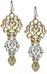 Lucky Brand Two-Tone Triple Openwork Drop Earrings