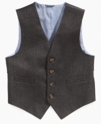 Add this Tommy Hilfiger vest to his formal outfit, and you got yourself one stylish little guy. Add this Tommy Hilfiger vest to his formal outfit, and you got yourself one stylish little guy.