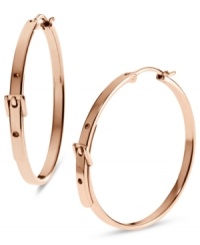Inspired by classic belt silhouettes, these hoop earrings from Michael Kors are a chic creation to flaunt on the weekends. Crafted in rose-gold ion-plated steel. Approximate length: 1-1/4 inches. Inspired by classic belt silhouettes, these hoop earrings from Michael Kors are a chic creation to flaunt on the weekends. Crafted in rose-gold ion-plated steel. Approximate length: 1-1/4 inches.