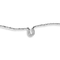 Sterling Silver 9 Inch Rhodium Plated CZ Horseshoe Anklet Sterling Silver 9 Inch Rhodium Plated CZ Horseshoe Anklet