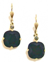 Catherine Popesco 14K Gold Plated Square Jet Swarovski Crystal Dangle Earrings Catherine Popesco 14K Gold Plated Square Jet Swarovski Crystal Dangle Earrings