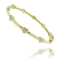 Lily Nily 18k Gold Overlay Pink Enamel Heart Design Children's Bangle Lily Nily 18k Gold Overlay Pink Enamel Heart Design Children's Bangle