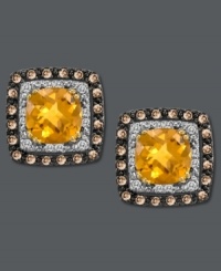 A burst of sunshine. Le Vian's brilliant stud earrings feature round-cut citrine (3-7/8 ct. t.w.) surrounded by swirls of round-cut chocolate diamonds (3/8 ct. t.w.) and white sapphires (1/4 ct. t.w.). Set in 14k gold. Approximate diameter: 1/2 inch. A burst of sunshine. Le Vian's brilliant stud earrings feature round-cut citrine (3-7/8 ct. t.w.) surrounded by swirls of round-cut chocolate diamonds (3/8 ct. t.w.) and white sapphires (1/4 ct. t.w.). Set in 14k gold. Approximate diameter: 1/2 inch.