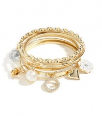 G by GUESS Bangle Bracelet Set with Charms, GOLD G by GUESS Bangle Bracelet Set with Charms, GOLD