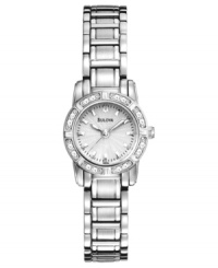 Classic elegance for the modern woman: the Dress collection watch from Bulova is adorned with diamond accents swirling around the dial. Classic elegance for the modern woman: the Dress collection watch from Bulova is adorned with diamond accents swirling around the dial.