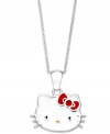 Cute and cool, this sterling silver pendant from Hello Kitty offers a whimsical touch perfect for any casual occasion. Approximate length: 18 inches. Approximate drop: 3/4 inch.