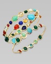 From the Rock Candy® Collection. A colorful design with a mix of dyed red agate, mother-of-pearl, lapis, gold green agate, turquoise and orange citrine set in a narrow 18k gold bangle. Dyed red agate, mother-of-pearl, lapis, gold green agate, turquoise and orange citrine18k goldDiameter, about 2½Slip-on styleImported Please note: Bracelets sold separately. 