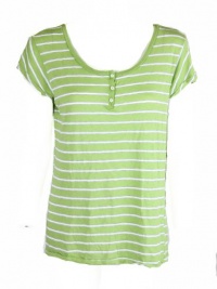 Michael Stars Womens Palm Jersey Stripe Henley Style Tee O/S 2888 Michael Stars Womens Palm Jersey Stripe Henley Style Tee O/S 2888